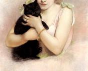 皮埃尔卡列尔贝劳斯 - Young Ballerina Holding A Black Cat